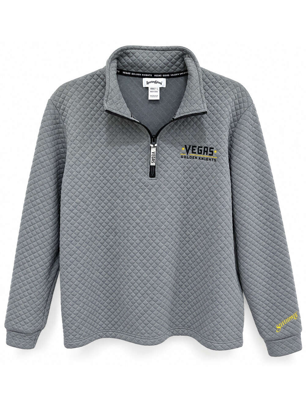 Vegas Golden Knights Quilted Quarter Zip Pullover Men's Large Gray VGK NHL
